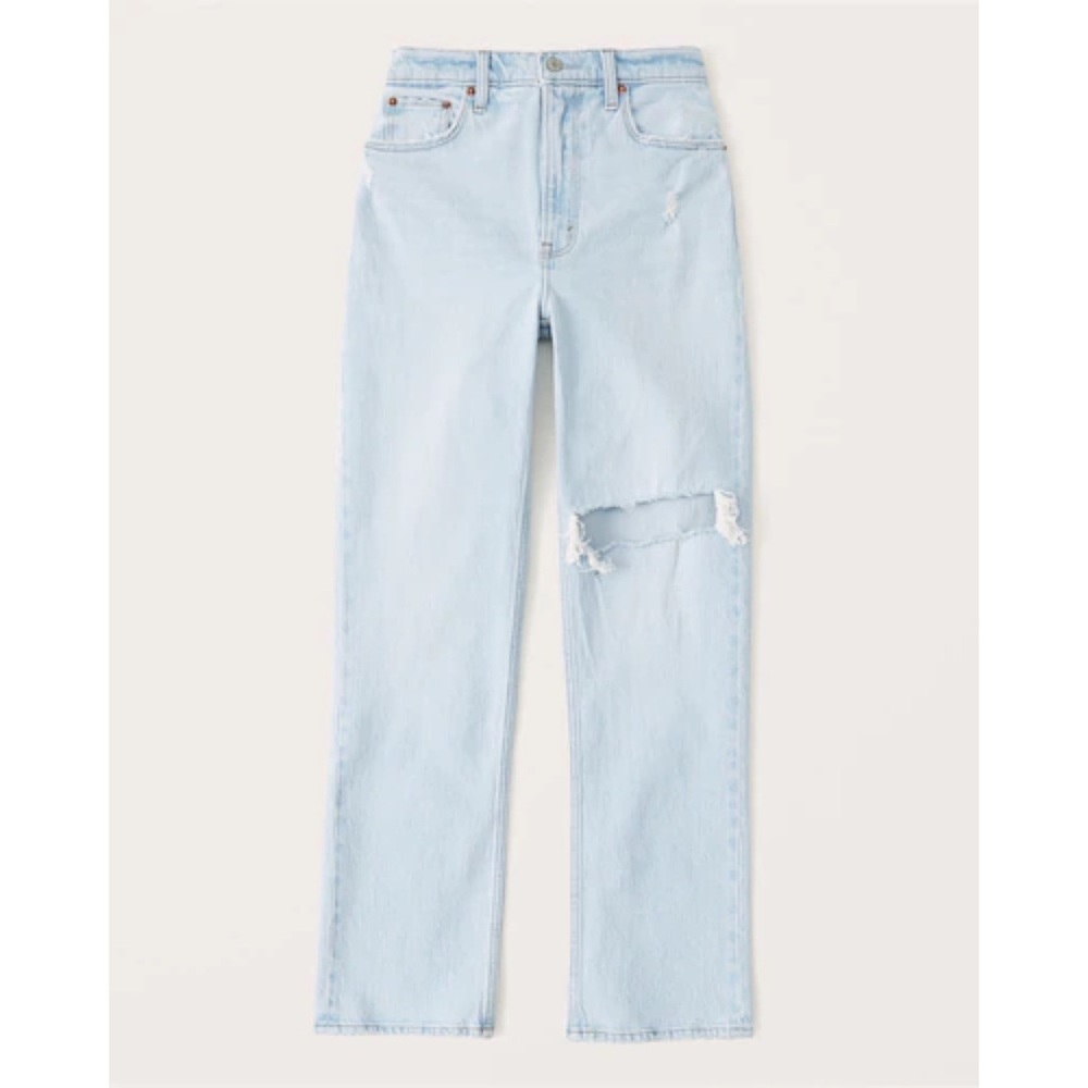 Abercrombie & Fitch The 90s Straight Ultra High Rise Jeans Light Wash 26/2 short